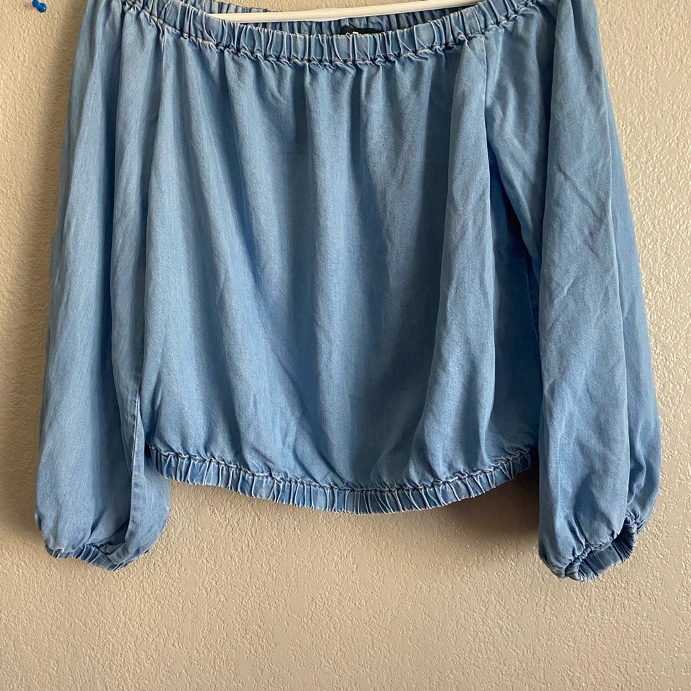 Light Blue Off-Shoulder Top - Picture 2 of 8